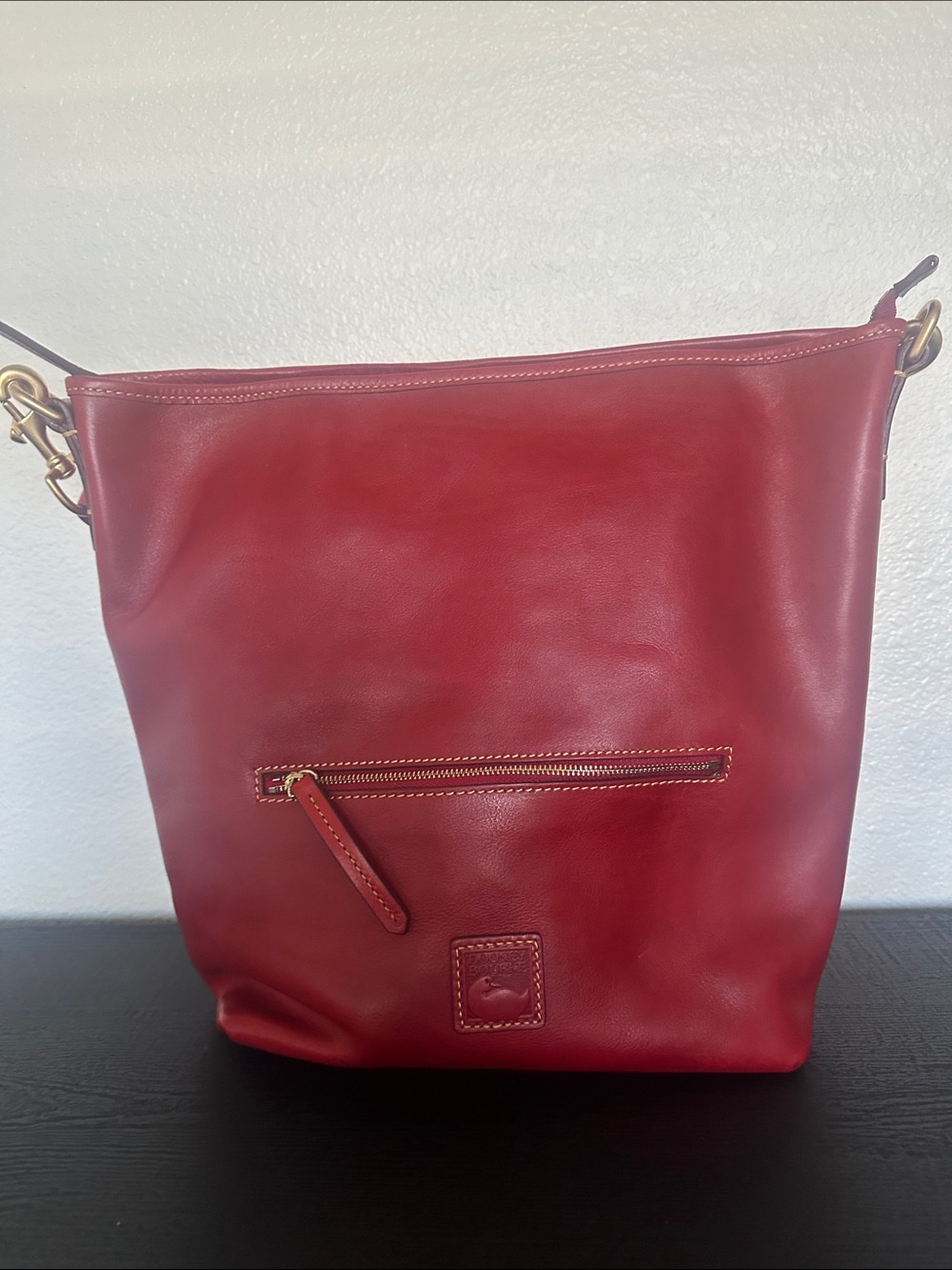 Dooney & Bourke Red Leather Hobo Shoulder Bag